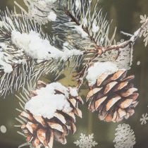 Article Porte-bougie chauffe-plat en verre orné de pommes de pin et de flocons de neige, 15 cm