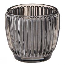 Article Lanterne en verre gris automne hiver Ø7cm H7cm 6 pcs