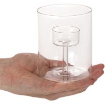 Article Lanterne en verre avec porte-bougie chauffe-plat surélevé de 11 cm