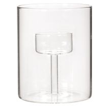Article Lanterne en verre avec porte-bougie chauffe-plat surélevé de 11 cm