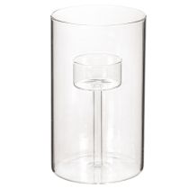 Article Bougeoir en verre avec insert pour bougie chauffe-plat, 15 cm, lot de 2