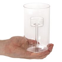 Article Bougeoir en verre avec insert pour bougies piliers 15 cm (lot de 2)