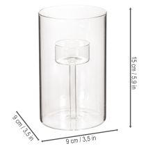 Article Bougeoir en verre avec insert pour bougies piliers 15 cm (lot de 2)