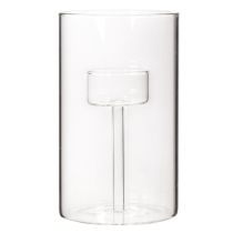 Article Bougeoir en verre avec insert pour bougies piliers 15 cm (lot de 2)