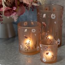 Article Porte-bougie chauffe-plat en verre à motif floral pour des moments chaleureux à la maison, 18 cm