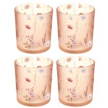 Article Élégant bougeoir orné d'un délicat motif floral pour une décoration harmonieuse, 8 cm, lot de 4