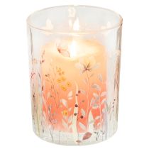Article Lanterne décorative en verre à motif de papillons dans une prairie, pour une touche d'élégance dans votre intérieur, 18 cm, lot de 2