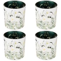 Article Lanterne décorative en verre à motif de feuilles, 8 cm, lot de 4, pour une touche d'élégance dans votre intérieur.