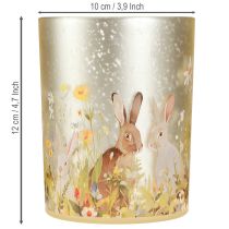 Article Lanterne décorative en verre avec motif de lapin de Pâques pour une touche printanière à la maison, 12,5 cm, lot de 2.