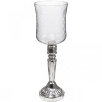 Article Lanterne verre bougie verre aspect antique clair, argent Ø11.5cm H34.5cm