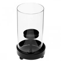 Lanterne Verre Photophore Métal Noir H18cm