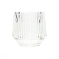 Article Photophore lanternes en verre transparent H7,5cm Ø8cm 6 pcs