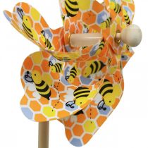 Pinwheel abeille piquet de jardin en bois moulin à vent Ø17cm H48cm 4pcs