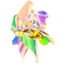 Article Moulin à vent fleur avec feuille moulin à vent couleurs irisées Ø24cm 2pcs
