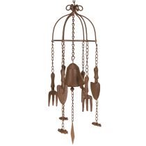 Article Carillon à vent en métal pour décoration de jardin Marron Ø13cm H76cm