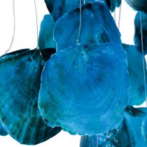 Article Carillon à vent maritime à suspendre, décoration coquillages Capiz bleu 90cm