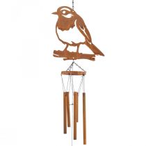 Carillon à vent carillon métal jardin oiseau patine 22.5x82cm