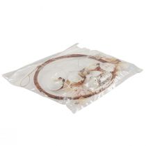 Article Carillon à vent avec coquillages anneau décoratif bois naturel Ø20cm H66cm