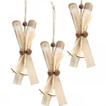 Déco hiver ski Sapin de Noël décoration paire de ski bois H17cm 4pcs