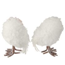 Article Décoration d'hiver figurines décoratives de hibou à poser blanc 15 cm 2 pièces