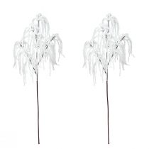 Article Branche décorative saule pleureur décoration hivernale paillettes blanches 82cm 2pcs