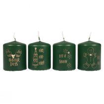 Article Bougies de Noël vertes, lot de 4, Ø5 cm, H6 cm, décoration de l'Avent