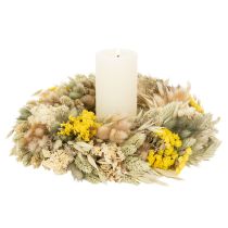 Article Couronne de fleurs séchées, décoration naturelle pour table, salon et couloir, 25 cm