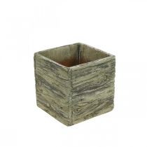 Article Pot de fleur carré 15x15cm jardinière en béton aspect bois