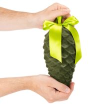 Article Pendentifs en forme de pomme de pin artificielle avec ruban et nœud cadeau, 23 cm, lot de 3