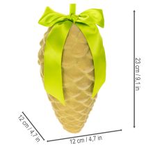Article Pendentifs en forme de pomme de pin artificielle avec ruban et nœud cadeau, 23 cm, lot de 3