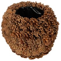 Article Jardinière décorative avec pommes de pin, aspect naturel, 27 cm. Pot rond en pommes de pin, brun naturel, fabriqué à partir de pommes de pin, 27 cm x 22 cm.