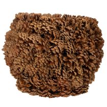 Article Jardinière décorative avec pommes de pin, aspect naturel, 27 cm. Pot rond en pommes de pin, brun naturel, fabriqué à partir de pommes de pin, 27 cm x 22 cm.