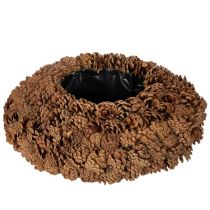 Article Pot rond en pomme de pin, 38 cm ; pot rond en pomme de pin, brun naturel, fabriqué à partir de pommes de pin, 38 cm x 14 cm