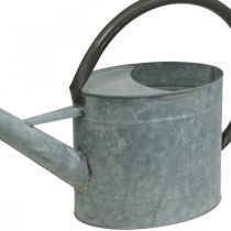 Article Arrosoir vintage en métal gris argenté, élégant objet de décoration de jardin, vase à fleurs, L 53 cm x H 29 cm