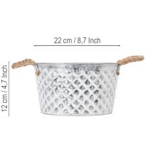 Article Bol décoratif en zinc, métal avec anse en corde, Ø 22 cm H 12 cm