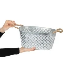 Article Grand bol ovale en zinc, 31 cm x 20 cm, H 15 cm