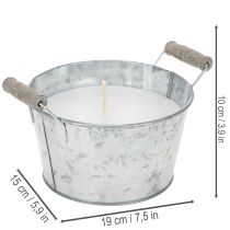 Article Bougie dans un seau en zinc pour une décoration d'ambiance sur terrasse et balcon 15 cm