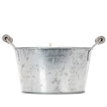 Article Bougie dans un seau en zinc pour une décoration d'ambiance sur terrasse et balcon 15 cm