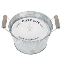Article Bougie dans un seau en zinc pour une décoration d'ambiance sur terrasse et balcon 15 cm