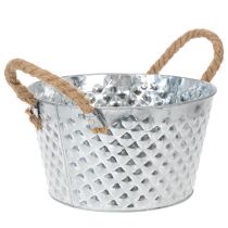 Article Bol rond en zinc avec anses en corde Ø25cm H14cm