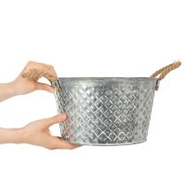 Article Bol rond en zinc avec anses en corde Ø28cm H16cm