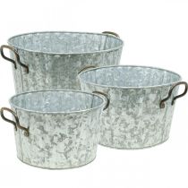 Jardinière décorative métal zinc Ø26,5/30,5/34,5cm lot de 3