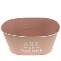 Article Jardinière ovale zinc vieux rose 27×18cm H12,5cm