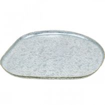 Article Plateau déco, plateau en métal, plateau en zinc, aspect antique, 39,5 cm