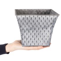 Article Pot en zinc à motif losanges, H15cm