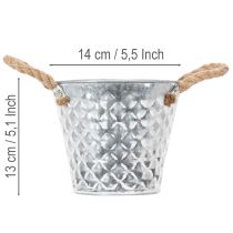 Article Pot en zinc avec anses en corde Ø14,5 cm H13 cm