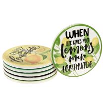 Article Sous-verres décoratifs en céramique citron ronds assortis Ø10,5cm 6pcs