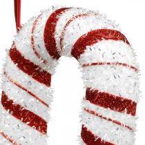 Article Canne Bonbon Déco Noël Rouge Blanc Rayé H34cm
