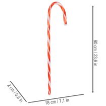Article Décoration de Noël artificielle en forme de canne à sucre, 60 cm, lot de 3
