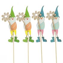 Article Décoration naine avec fleur bouchon de fleur bois 4×10,5cm 12pcs